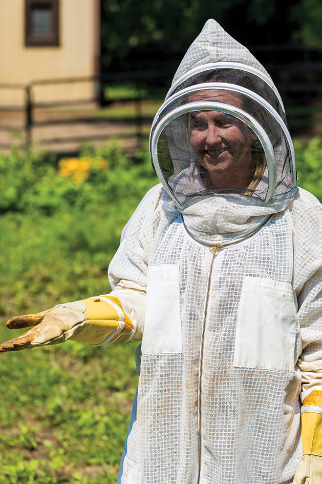 Tanya Denny in a bee suit.