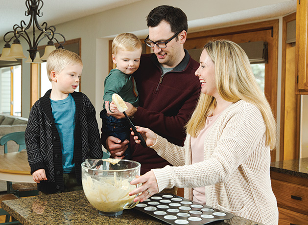 Nicole Pierson prepares a meal with her family.