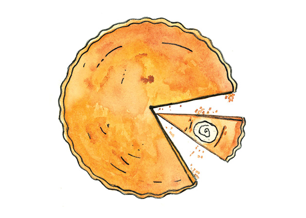 An illustration of a pumpkin pie.