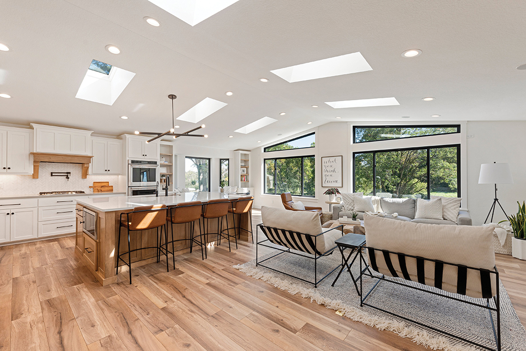Eagle Lake home with plenty of skylights and natural light.