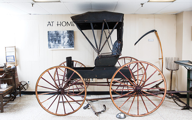 An 1880s buggy on display at the Maple Grove Historical Preservation Society Museum.