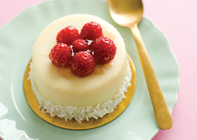 Patrick's Cheesecake topped with raspberries.