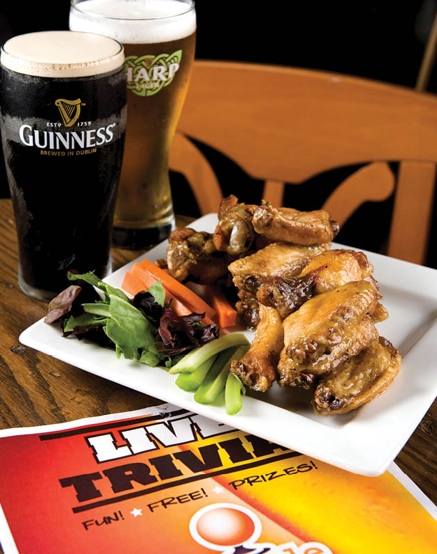  Shamrock wings coated in Claddagh’s signature shamrock sauce pair well with trivia night trifling.