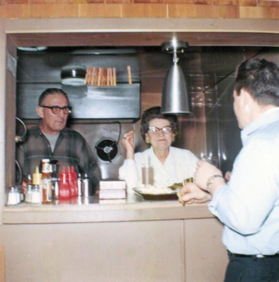 George and Myrtle Kinnan in the old kitchen.