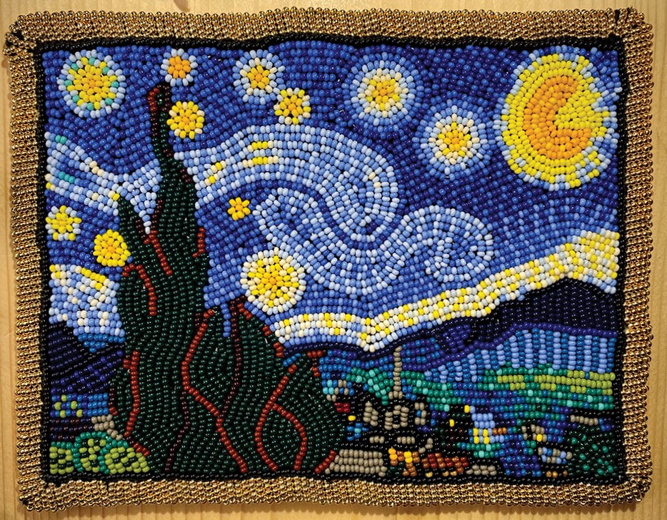 Sahly’s Starry Night entry for the Minnesota State Fair, which received second place in the Bead Embroidery category of the Handcrafts Competition.