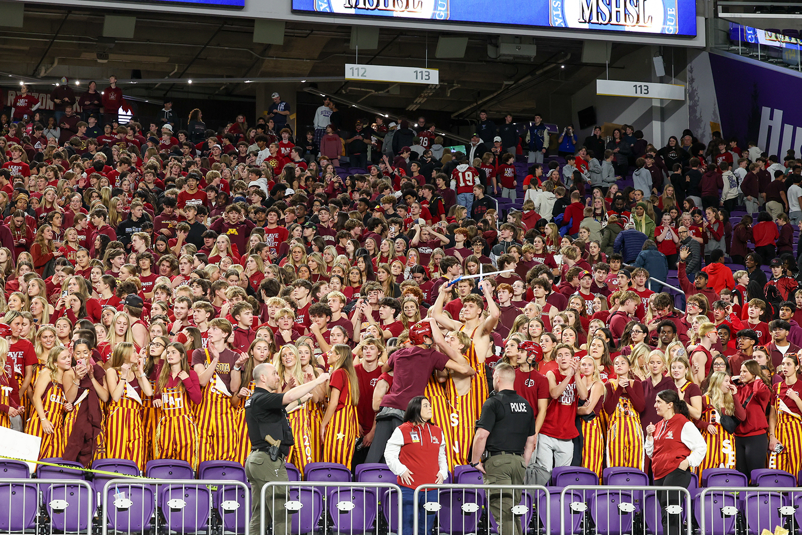 Maple Grove Senior High School students fill the stands to cheer on the Crimson.