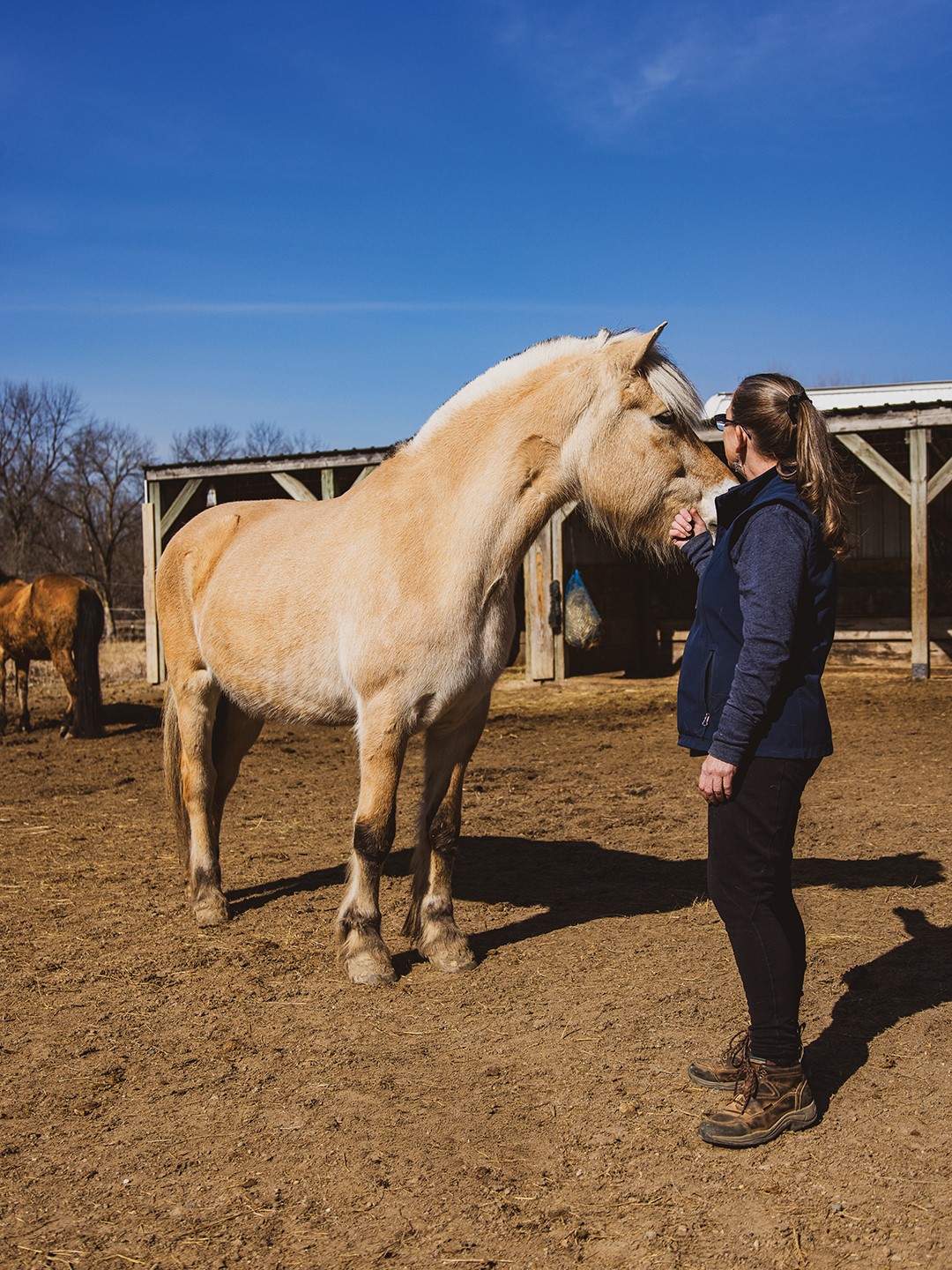 Michelle Haury, education manager at We Can Ride, with Klara, a Norwegian Fjord.