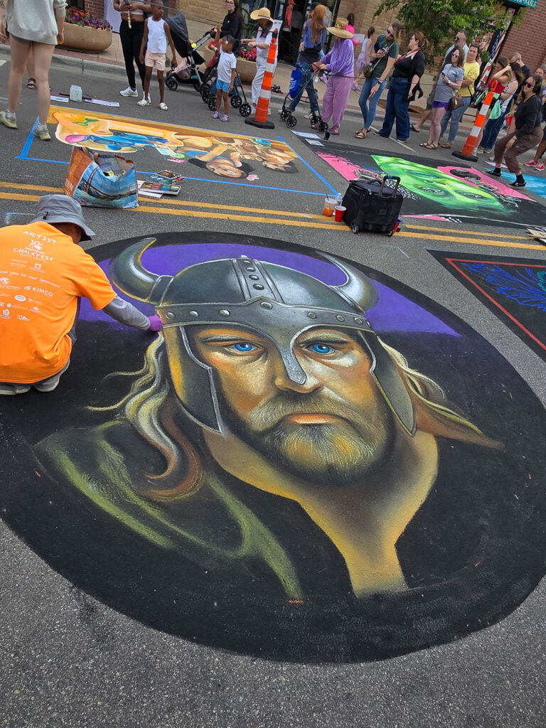 Chalkfest Maple Grove Viking Mural