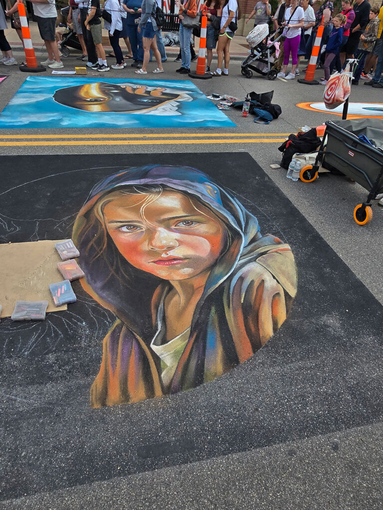 Chalkfest Maple Grove Young Girl in Hoodie Mural