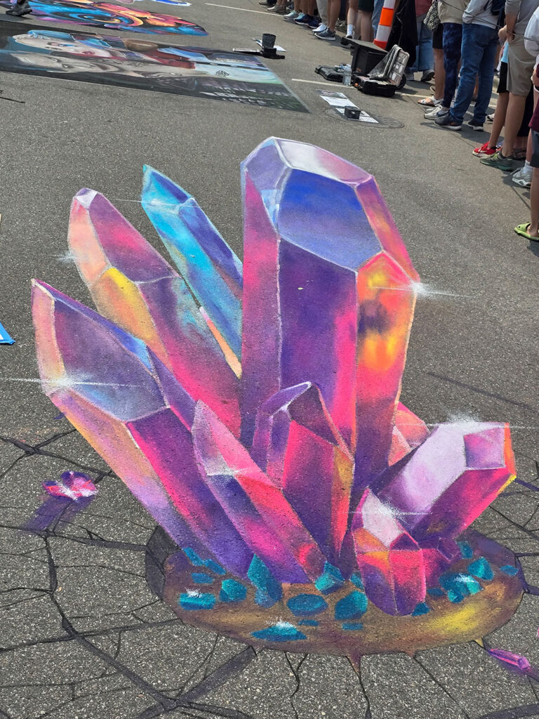 Chalkfest Maple Grove Cluster of Pink Crystal Mural