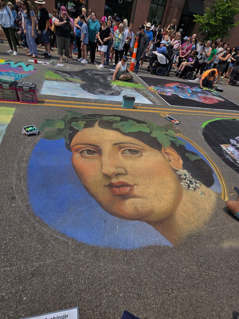 Chalkfest Maple Grove Classical Greek Woman Portrait Mural
