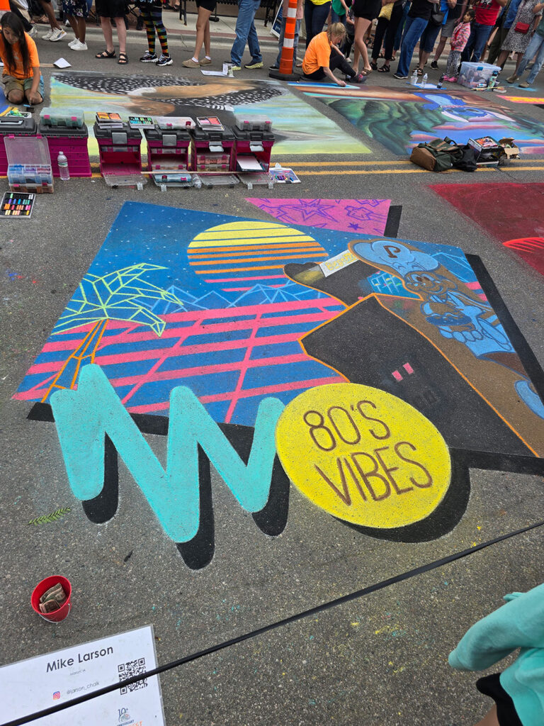 Chalkfest Maple Grove 80s Vapor Wave Mural