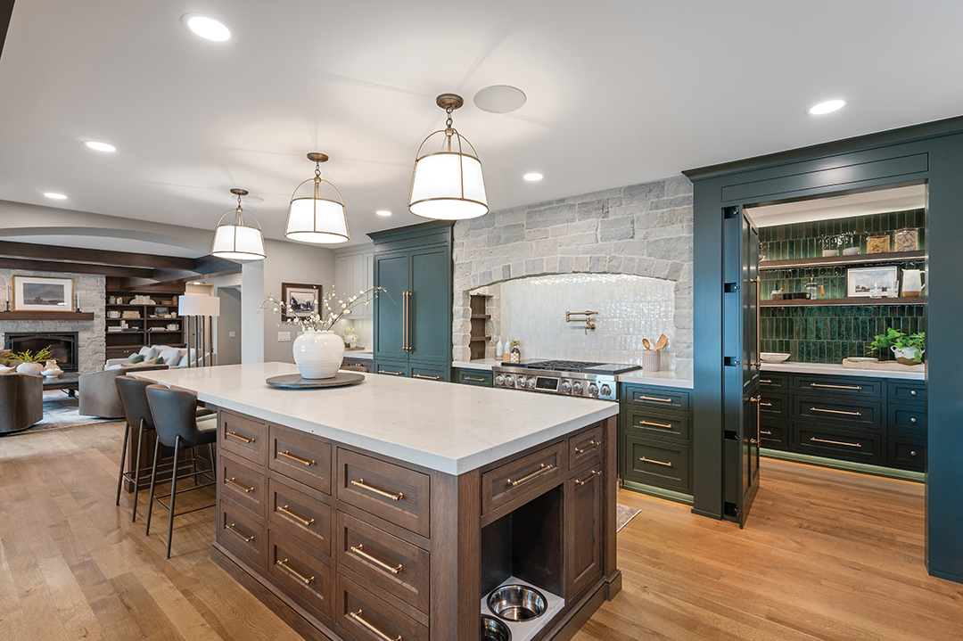 Fish Lake home kitchen with view of pantry.