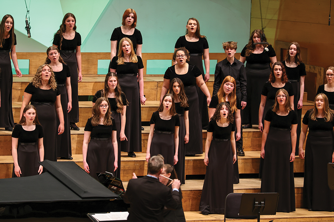 Maple Grove High School student Olivia Rocha (seen on the bottom row, third from the left) sings with Angelica Cantanti, a youth choir, which is set to celebrate its 45th season with two shows (4:30 and 7:30 p.m. December 7) at the Ordway.