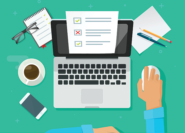 Illustration of person using a laptop