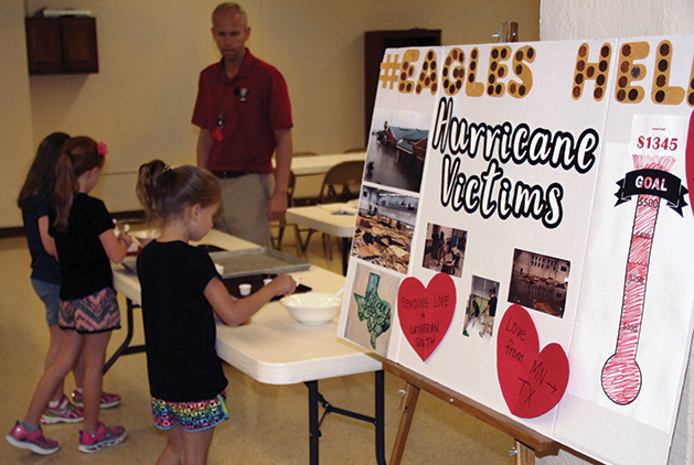 Students at St. John’s Lutheran School raising money for hurricane relief.