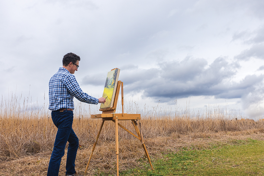 Dan McAvery painting at Elm Creek Park Reserve
