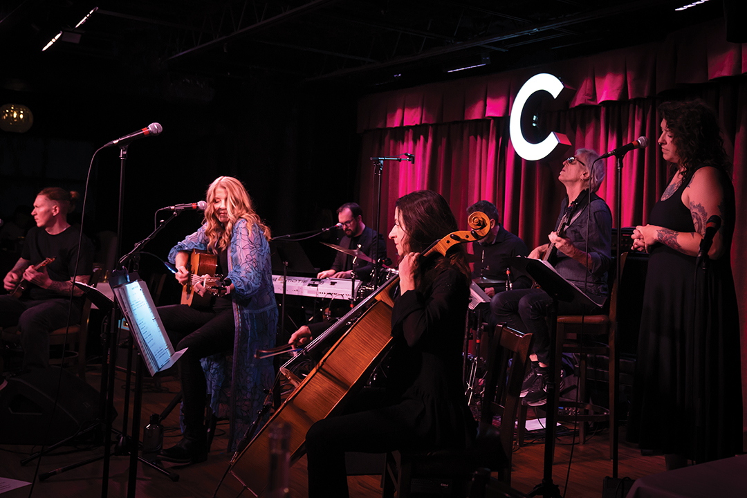 Rebecca Aadland’s band at the sold-out Crooners Supper Club show in 2023 included Lantz Dale on guitar, Kelley Larson on backing vocals, Greg Schutte on drums, Jacqueline Ultan on cello and Paul Winchester on keyboard.
