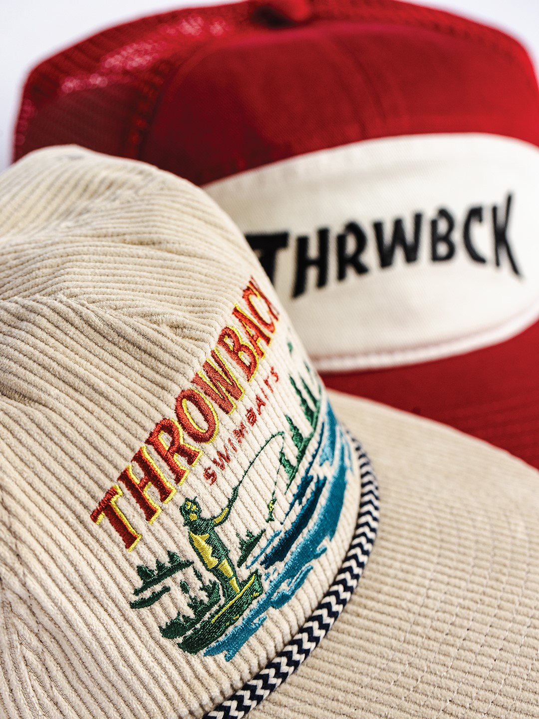 Throwback Baits’ merch mirrors the retro aesthetics of its swimbaits. Buchholz says a line of rods is also in the works.
