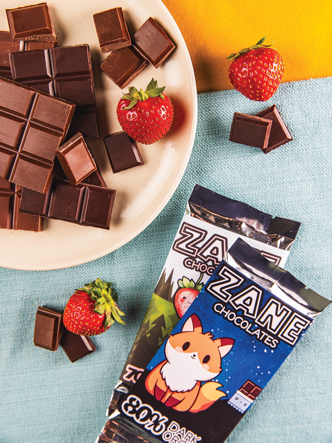 Zane Chocolates’ bars incorporate produce sourced from the Maple Grove Farmers Market.