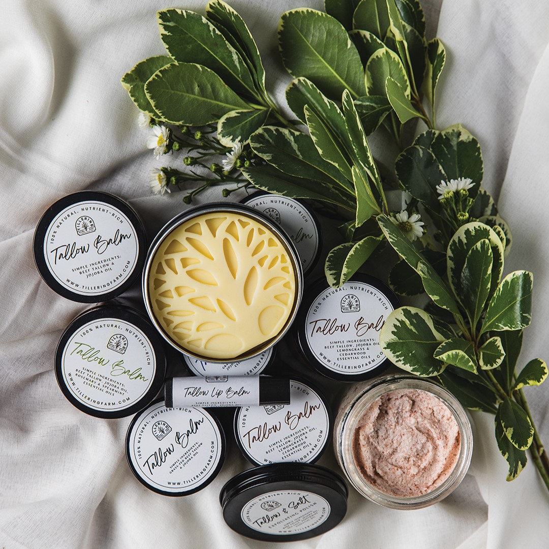 Tillering Farm creates rich tallow balms and lotion bars using trim fat from its Dexter beef cattle.