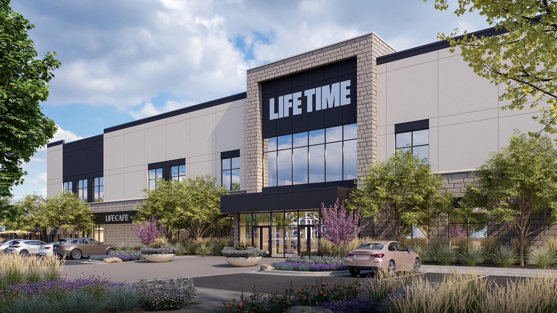 Rendering of the Life Time Maple Grove main entrance